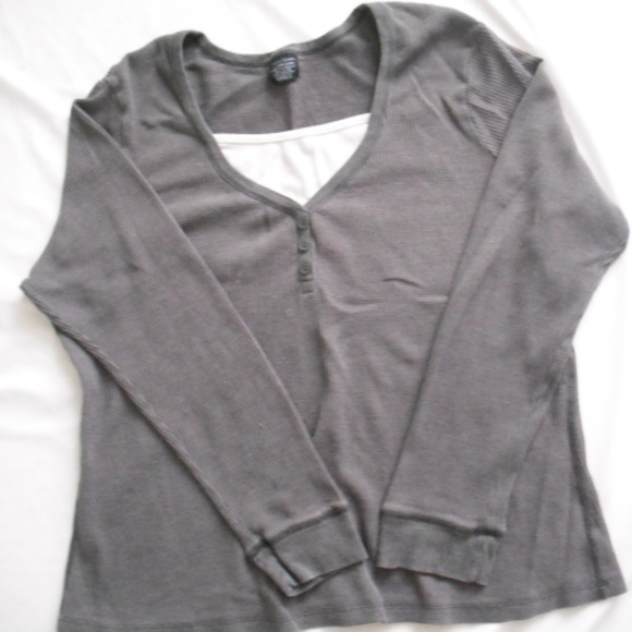 Faded Glory Tops - Women's Faded Glory Gray Thermal Size 18W-20W
